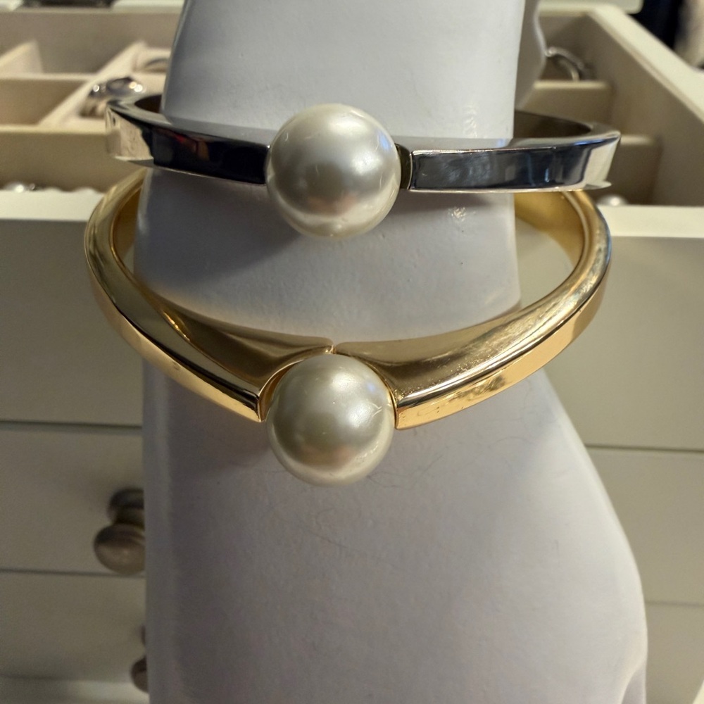 Elegant Gold and Silver Pearl Bracelets